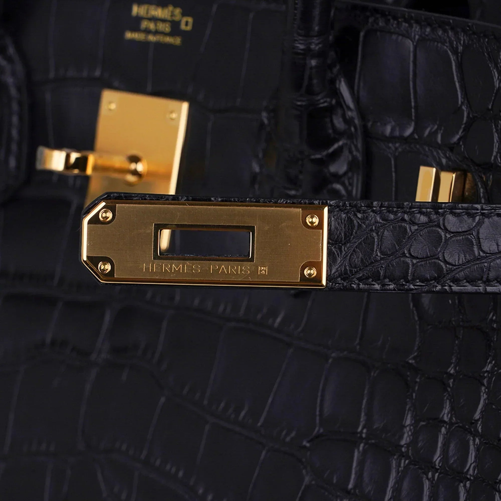 👜Birkin 30 Matte Alligator Black Bag Gold Hardware