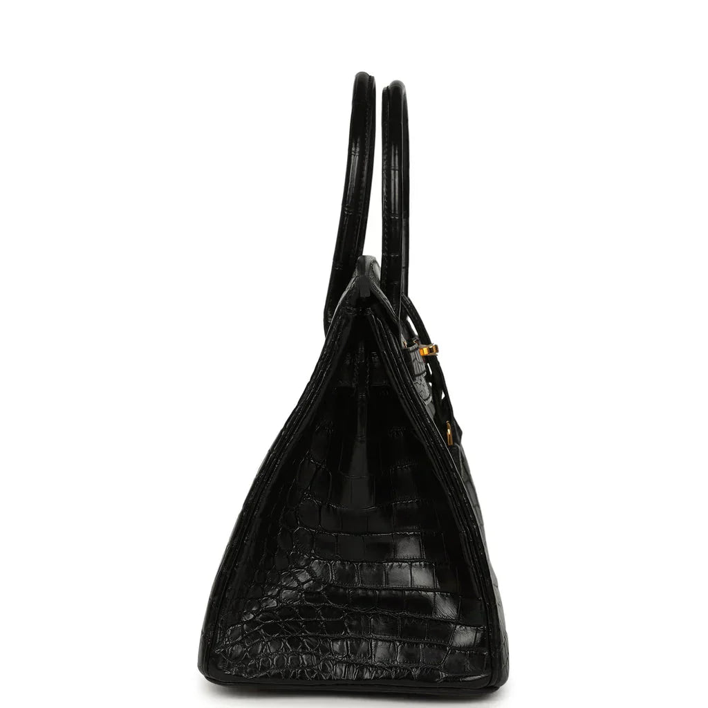 👜Birkin Black Matte Niloticus Crocodile Gold Hardware