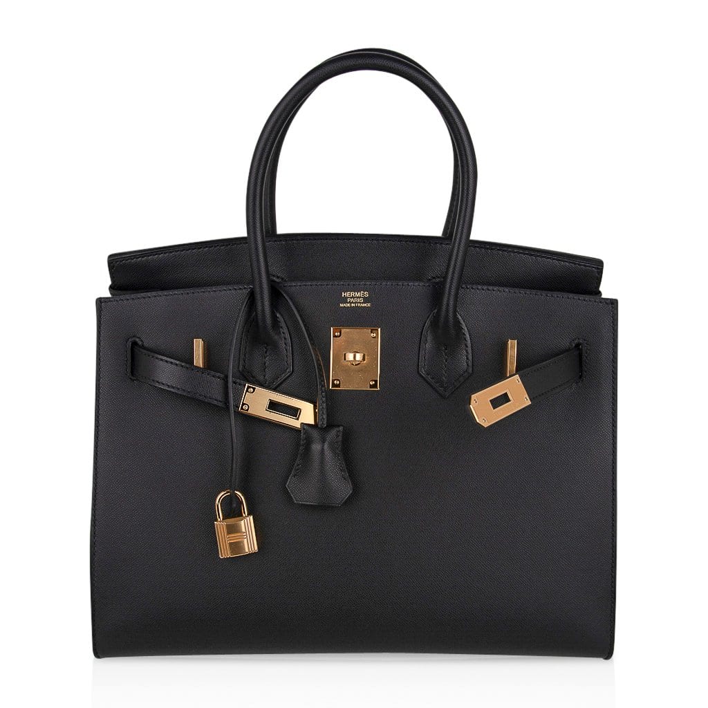 👜Birkin Sellier Limited Edition 30 Bag Black Veau Graine Monsieur Laiton