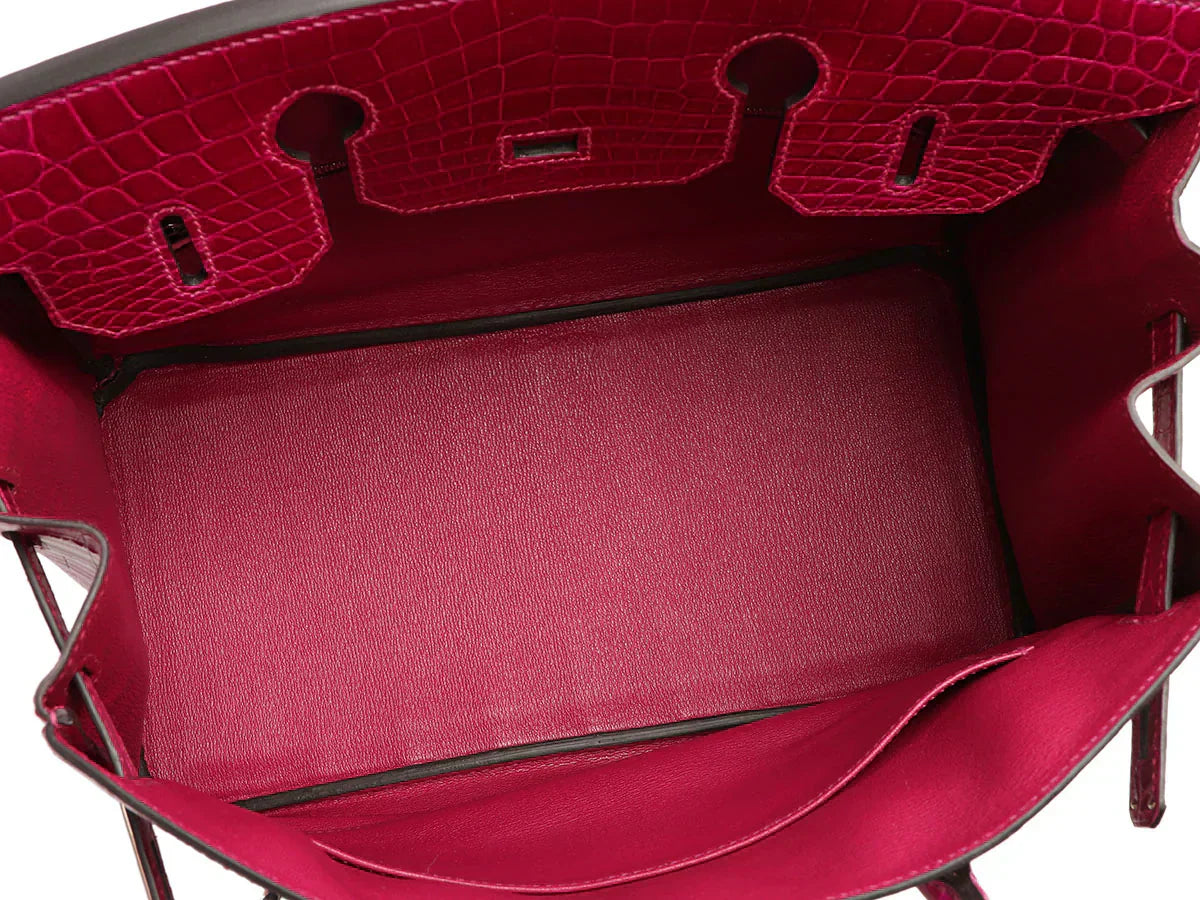 👜Birkin 30 Rose Pourpre Shiny Niloticus Crocodile Gold Hardware