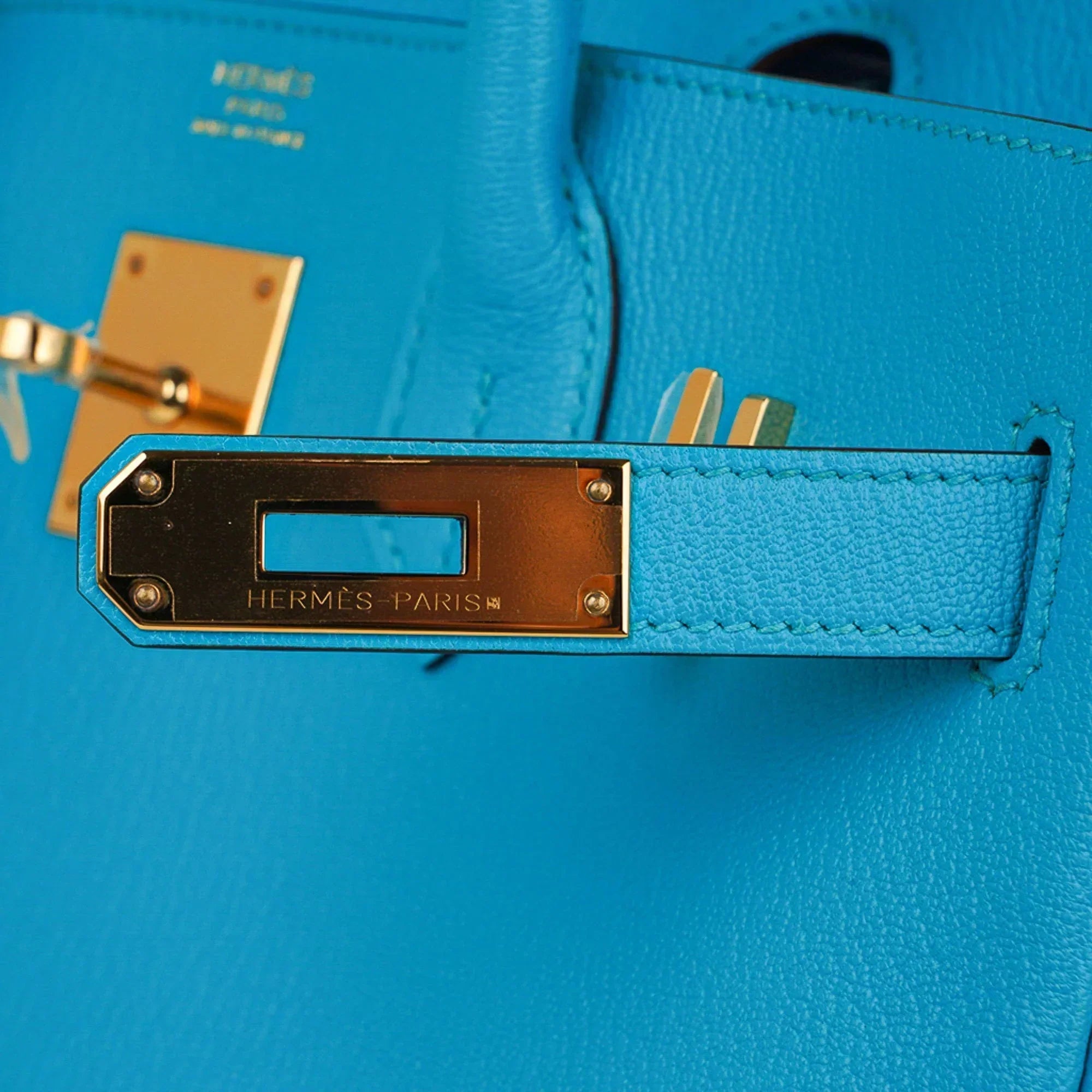 👜Birkin 30 Bleu Aztec Bag Chevre Leather with Gold Hardware