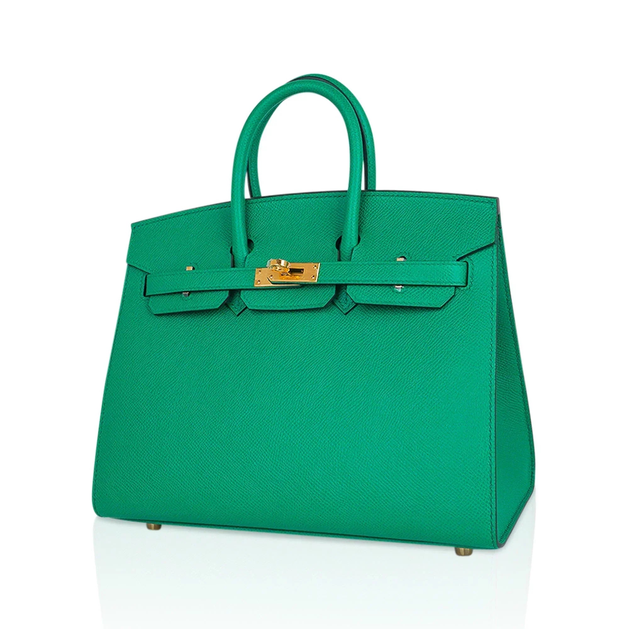 👜Birkin Sellier 25 Bag Vert Jade Epsom Leather with Gold Hardware