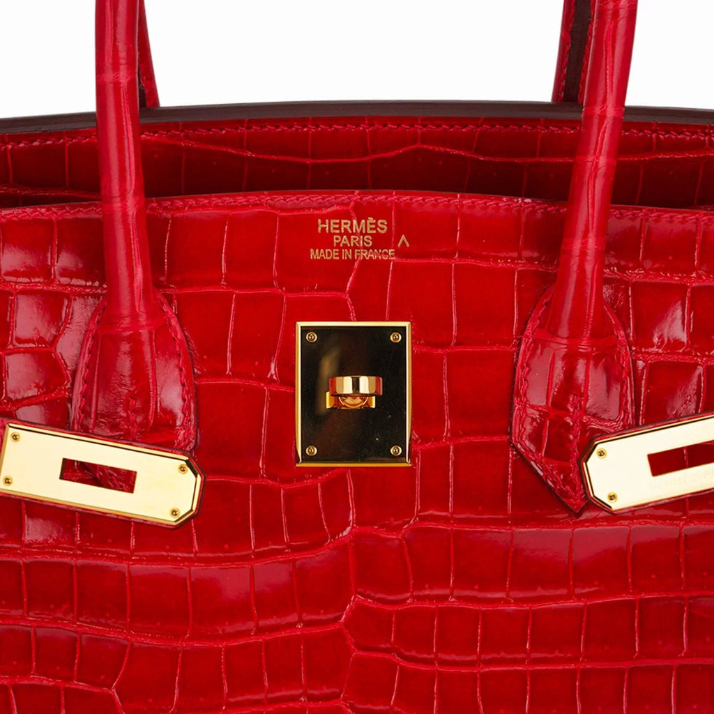 👜Birkin 35 Bag Braise Porosus Crocodile with Gold Hardware