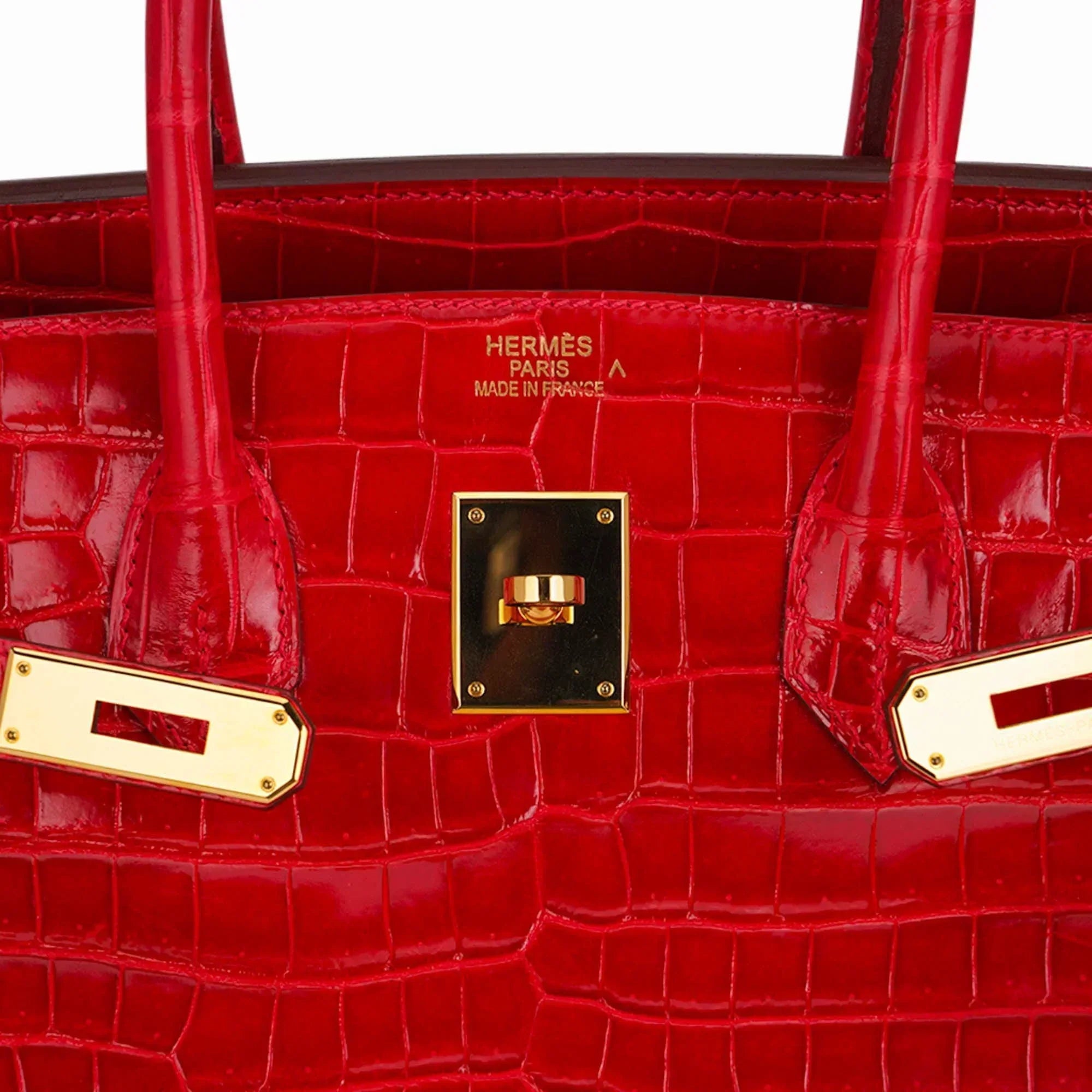 👜Birkin 35 Bag Braise Porosus Crocodile with Gold Hardware