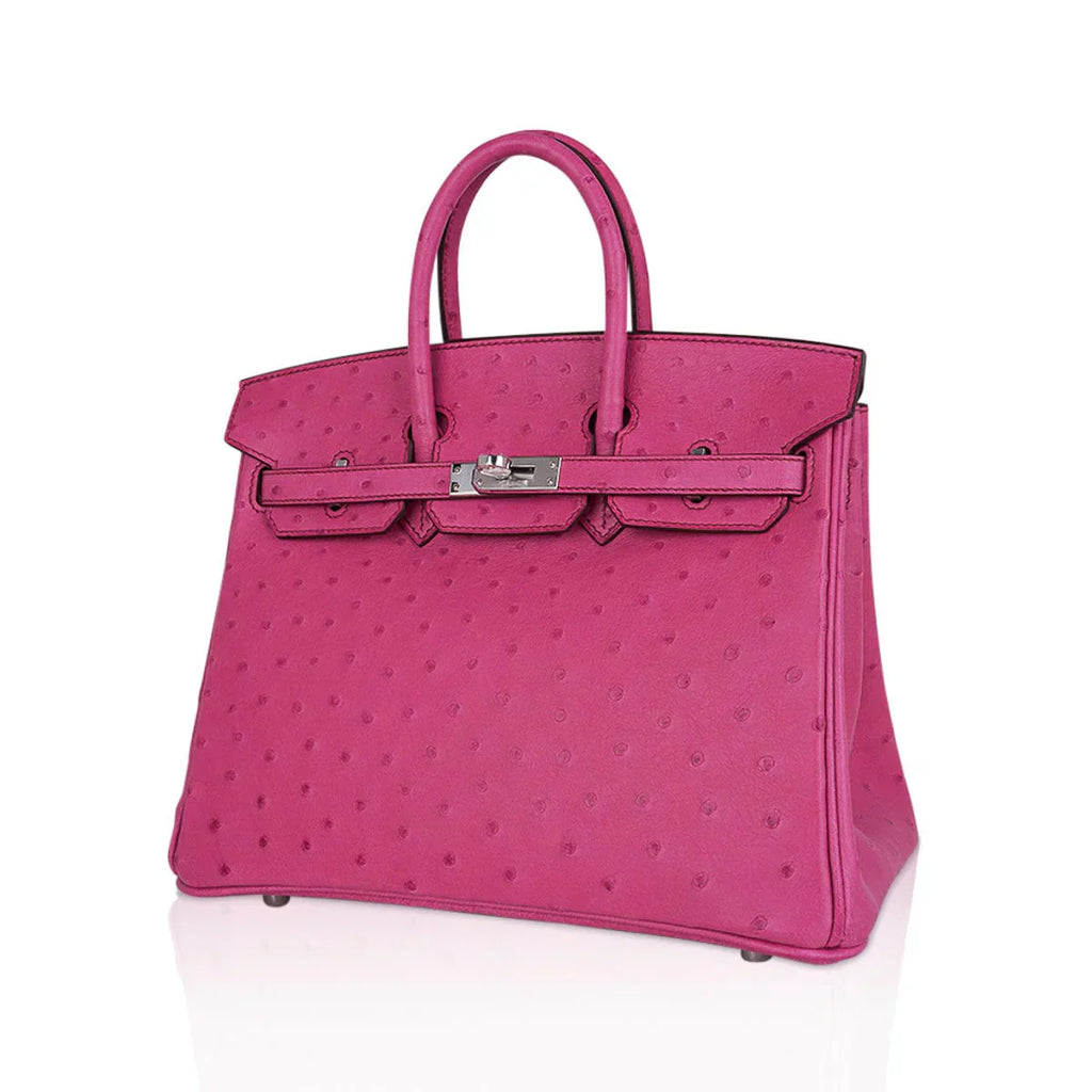 👜Birkin 25 Bag Fuchsia Ostrich with Palladium Hardware
