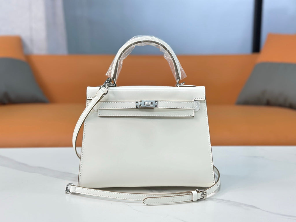 Kelly Sellier 19cm & 22cm & 25cm Craie Box Calf Leather Gold Hardware & Palladium Hardware Women Handbag