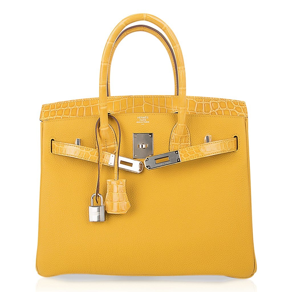 👜Birkin Touch 30 Bag Jaune Ambre Crocodile / Togo Limited Edition
