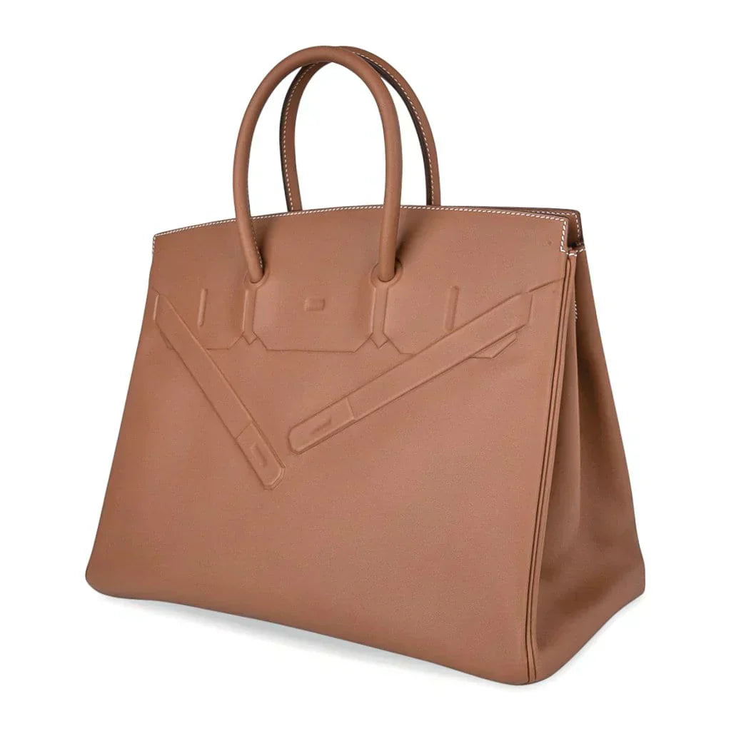 👜Shadow Birkin 35 Bag Limited Edition Gold Evercalf Leather New