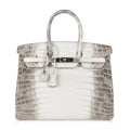 👜Birkin 35 Himalaya Blanc Crocodile Palladium Hardware