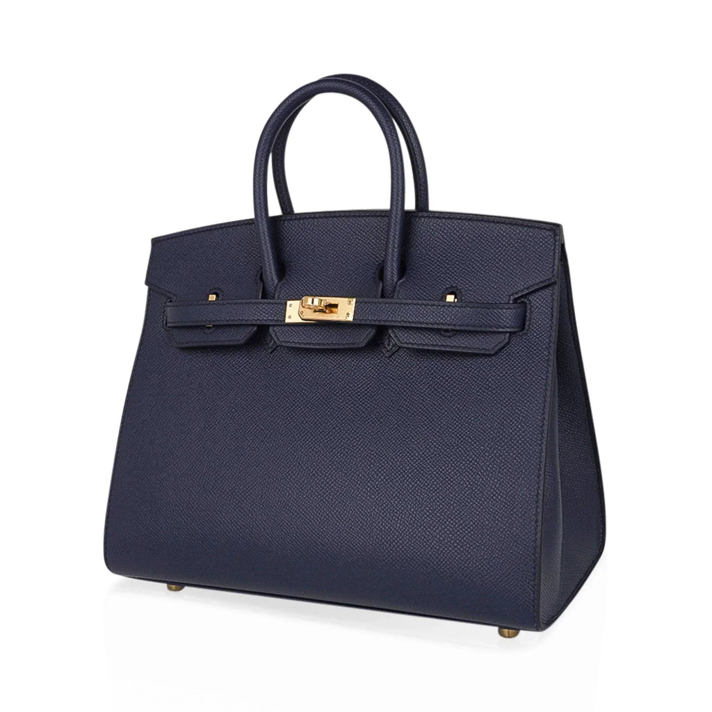 👜Birkin 25 Sellier Bag Bleu Indigo Gold Hardware Epsom Leather New w/Box