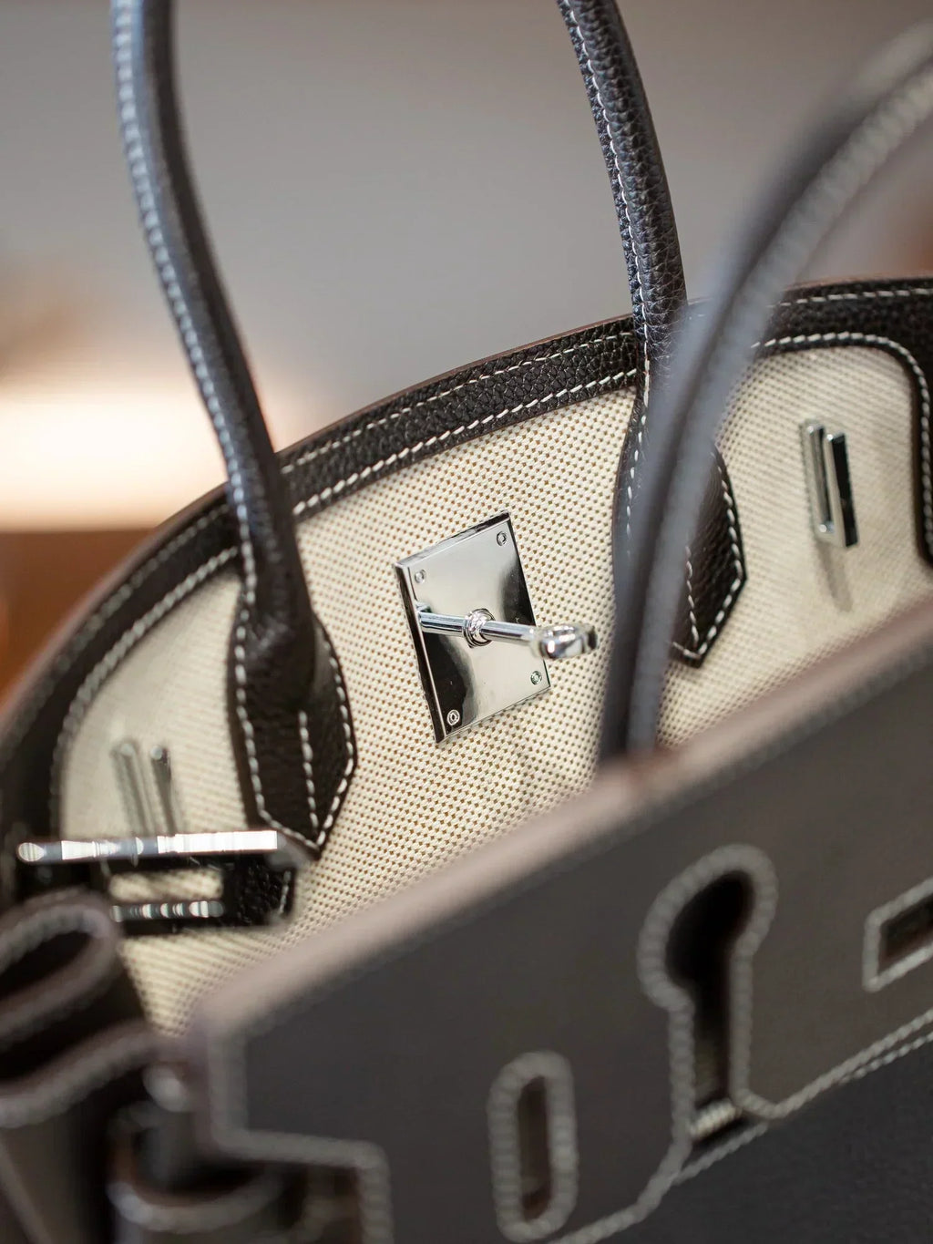 👜Birkin 35 A L'Envers Black-Ecru Toile H Canvas and Black Volupto Palladium Hardware