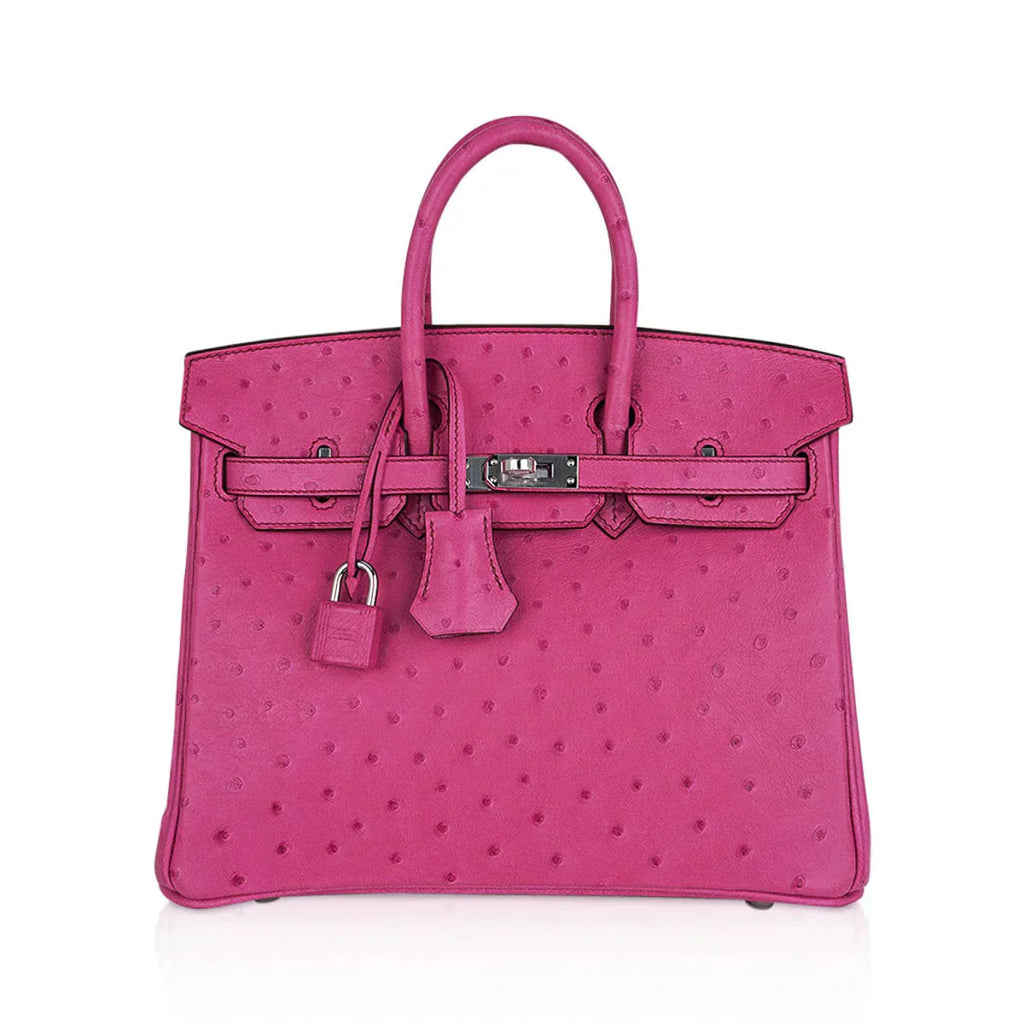 👜Birkin 25 Bag Fuchsia Ostrich with Palladium Hardware