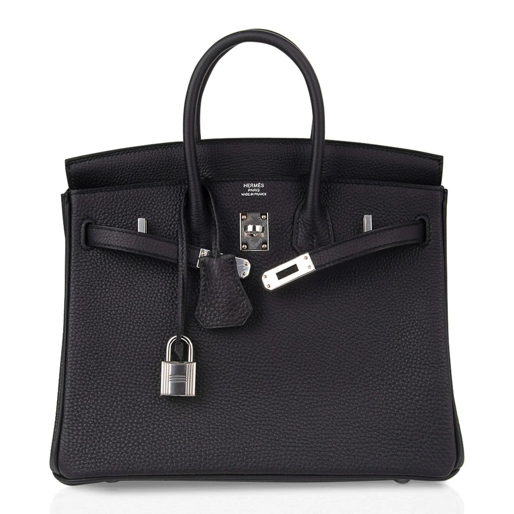 👜Birkin 25 Bag Black Palladium Hardware Togo Leather