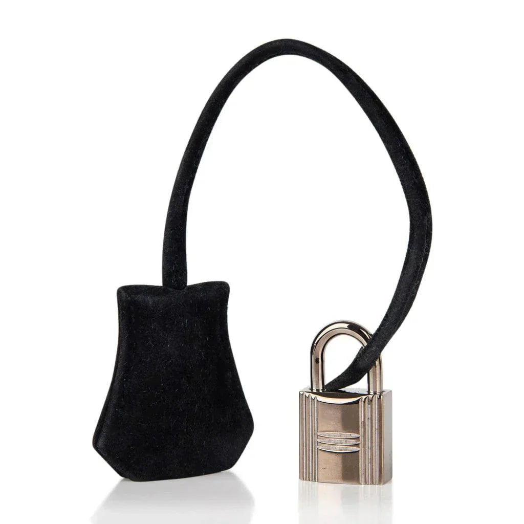 👜Birkin 25 Bag Black Doblis Suede with Palladium Hardware