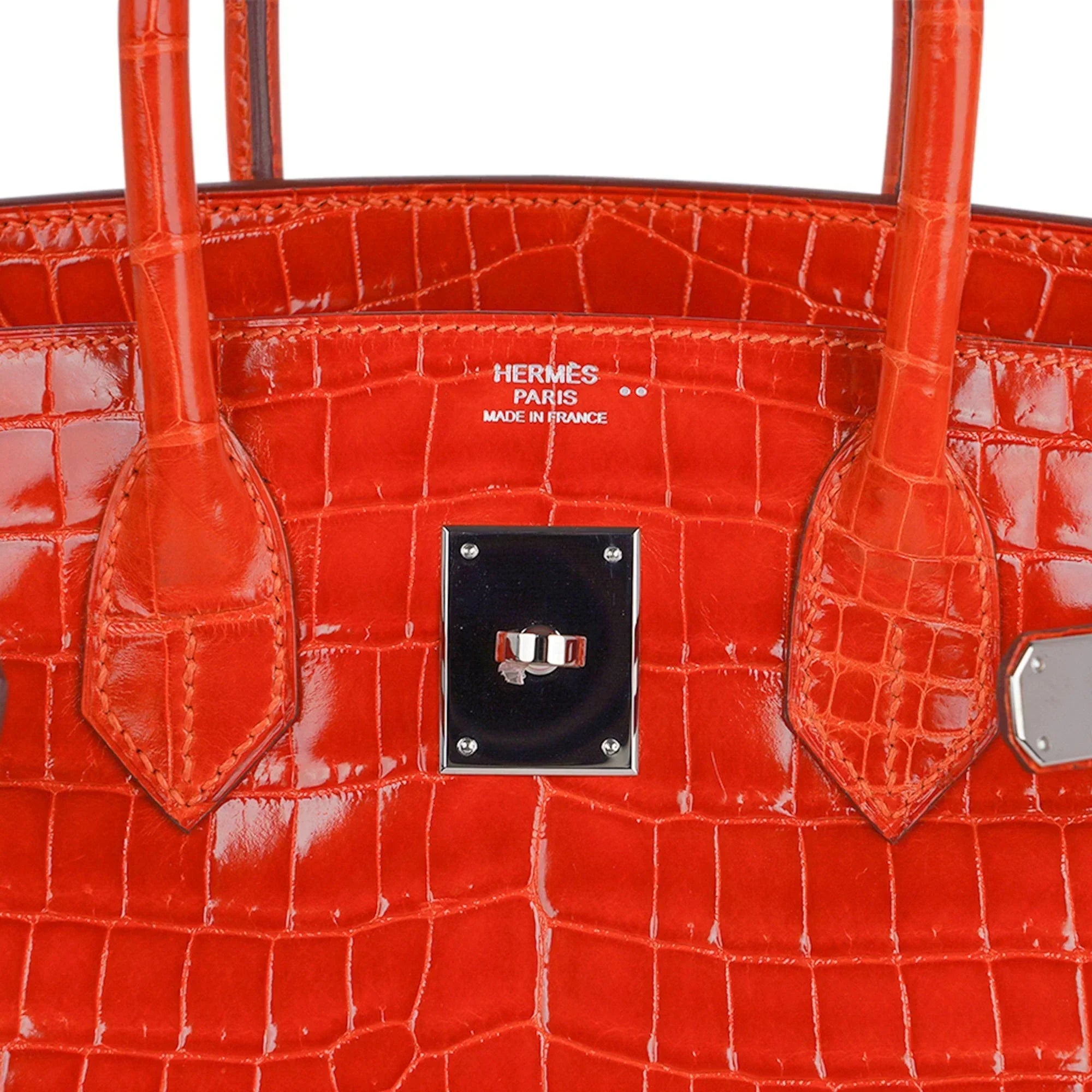 👜Birkin 30 Bag Orange Crocodile with Palladium Hardware