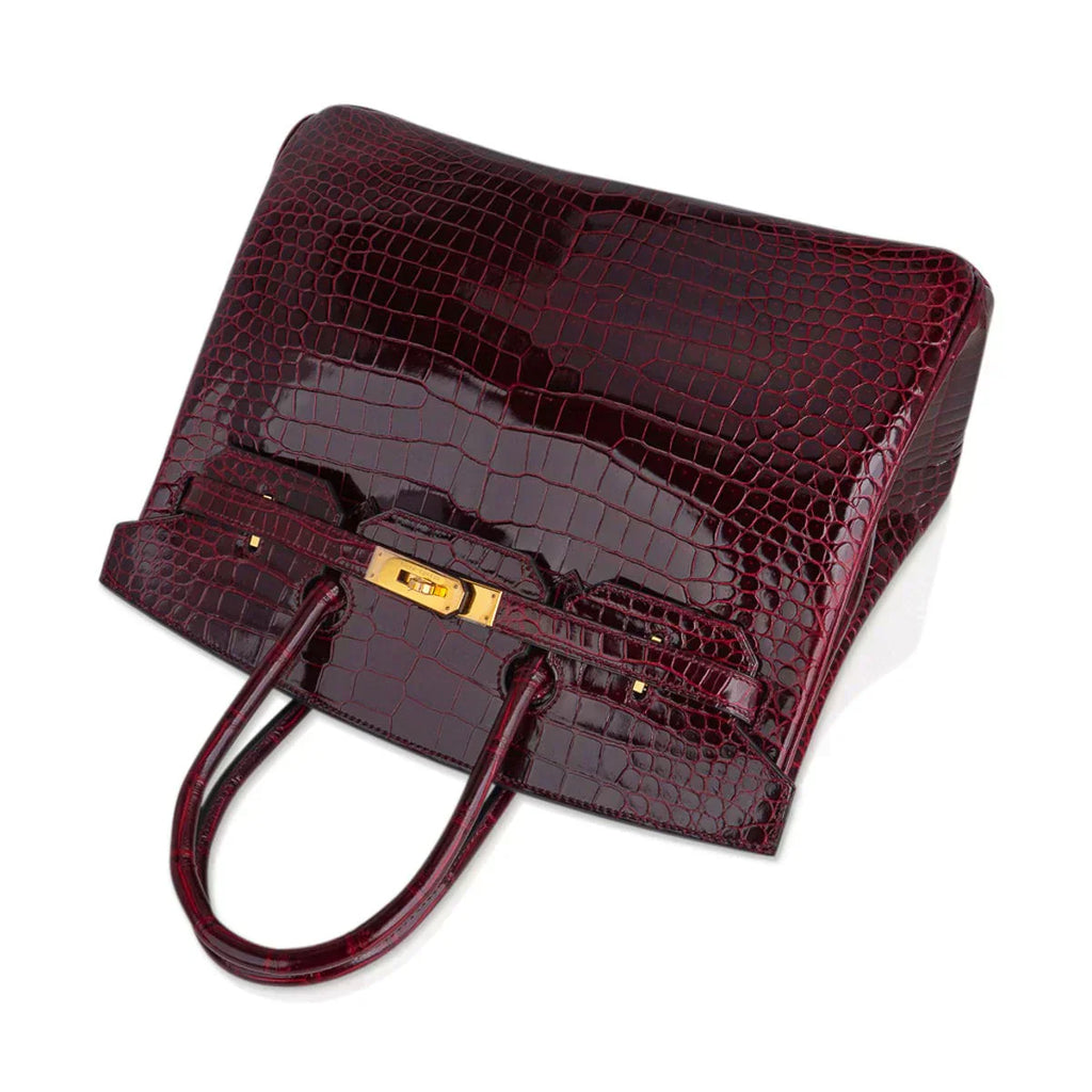 👜Birkin 35 Bag Bordeaux Porosus Crocodile with Gold Hardware