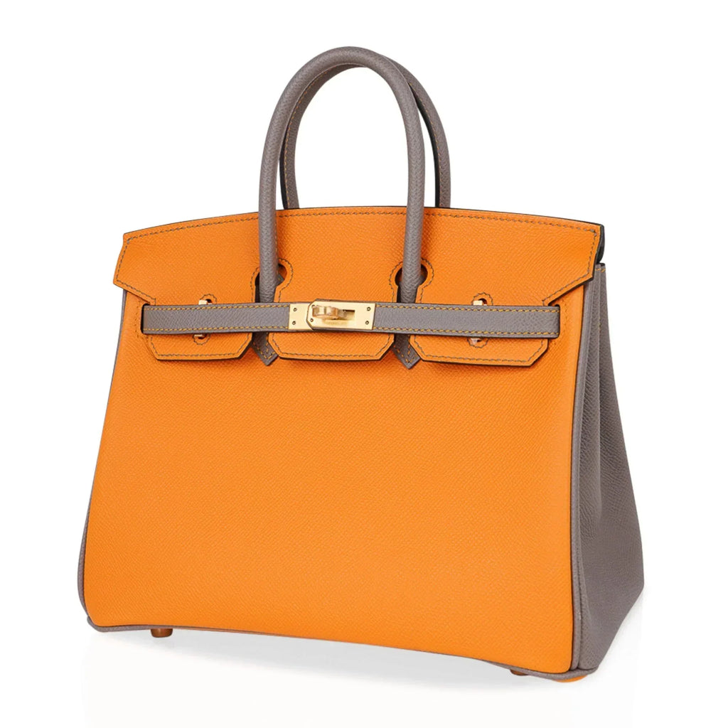👜Birkin HSS 25 Bag Jaune Ambre / Gris Asphalte Gold Hardware