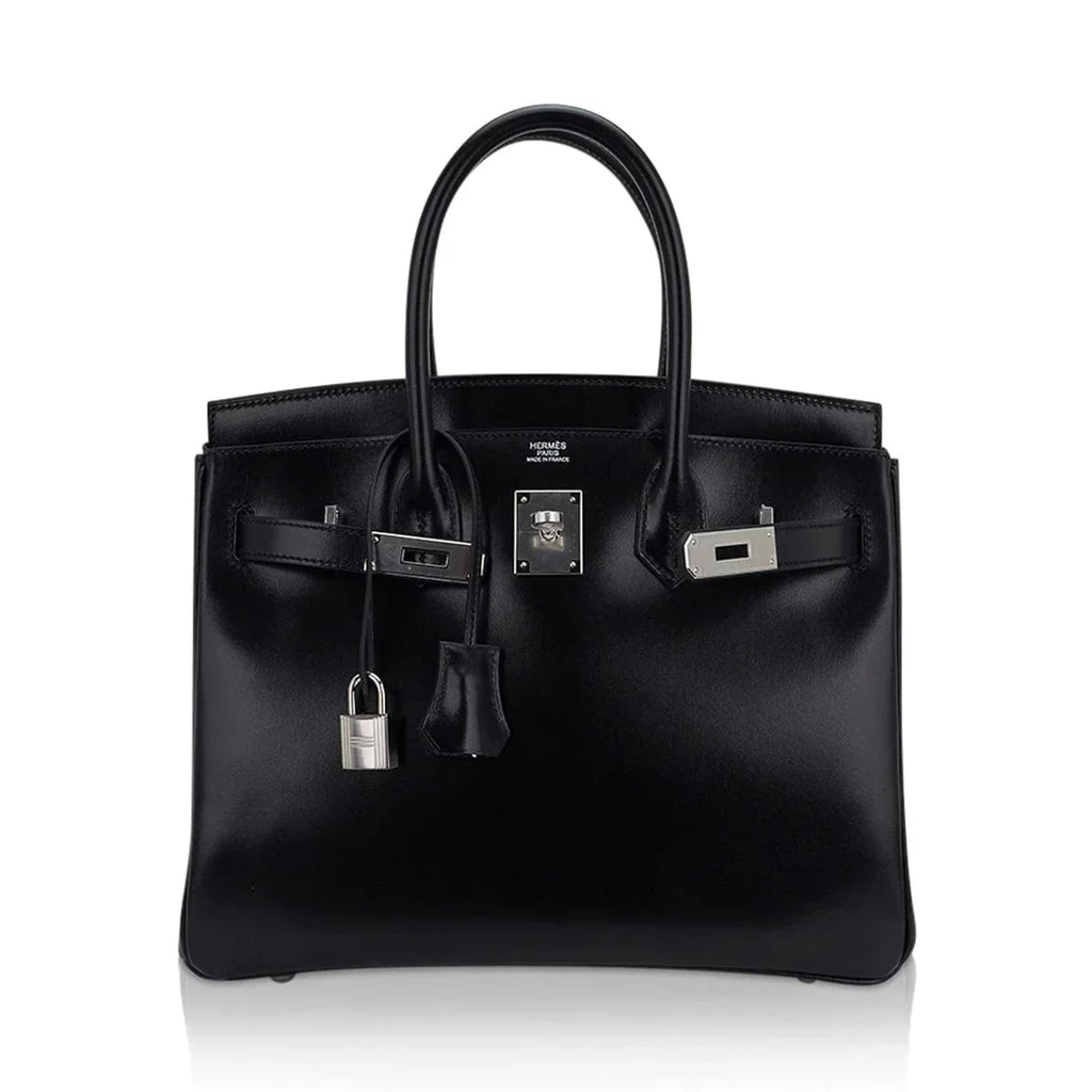 👜Birkin 30 Black Box Leather Bag Palladium Hardware