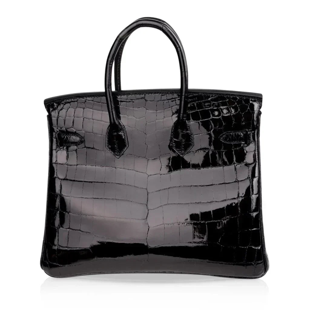 👜Birkin 25 Bag Black Crocodile Lisse Gold Hardware