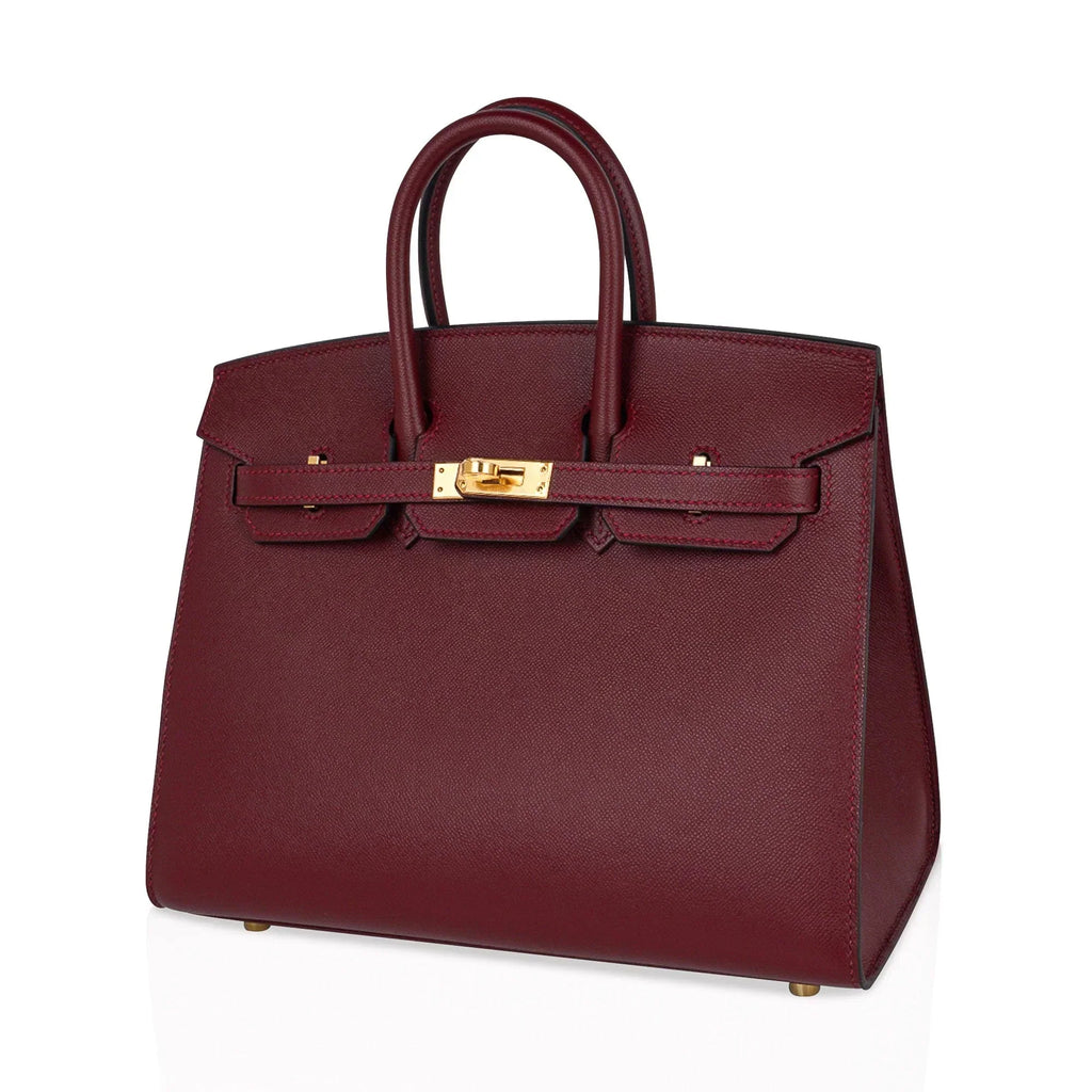 👜Birkin 25 Bag Sellier Rouge H Gold Hardware Veau Madame Leather
