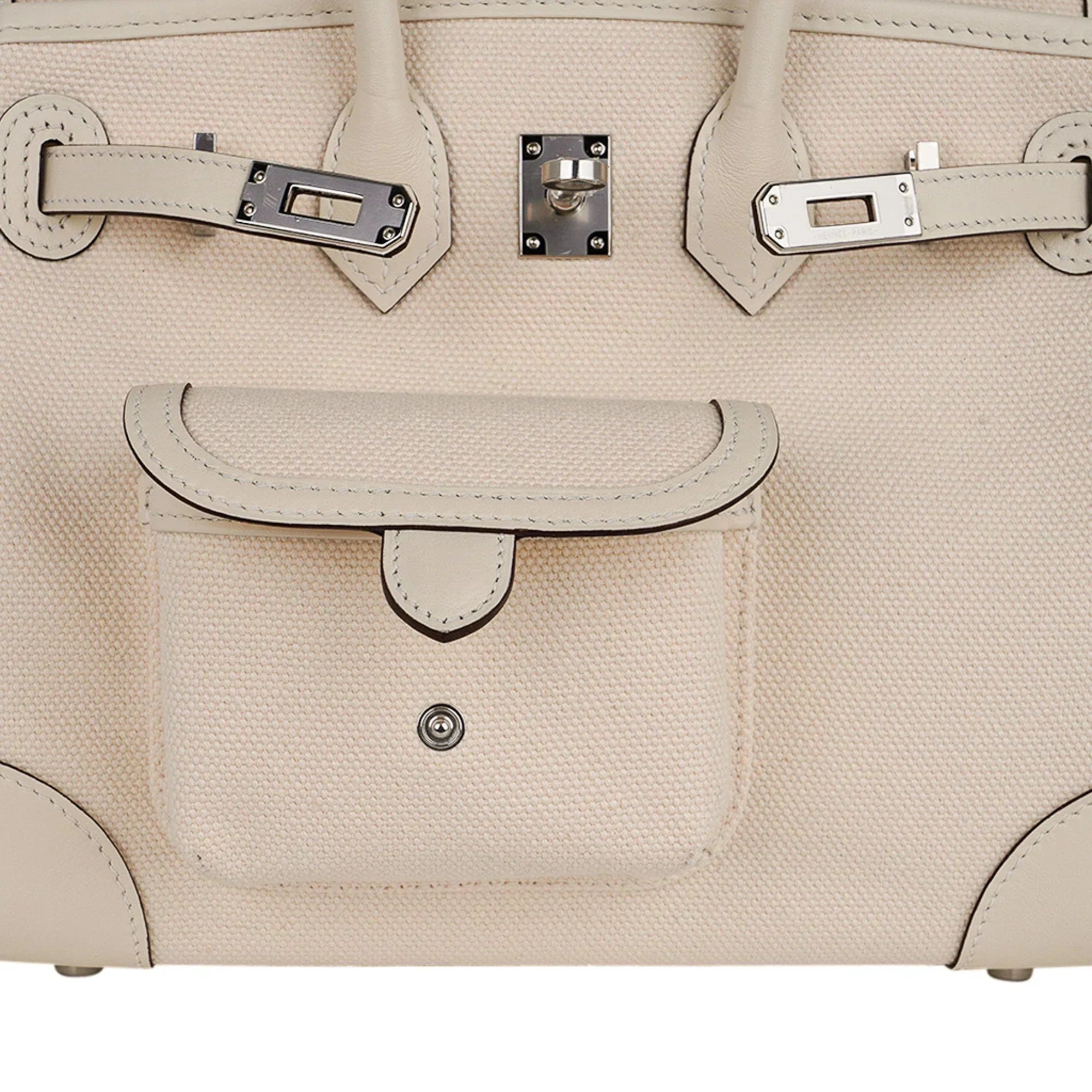 👜Birkin 25 Cargo Nata Toile Goeland Bag Swift Leather Trim Limited Edition