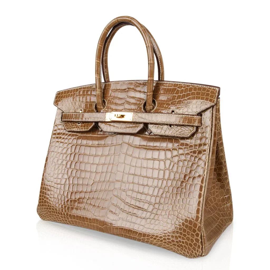 👜Birkin 35 Bag Ficelle Porosus Crocodile Gold Hardware