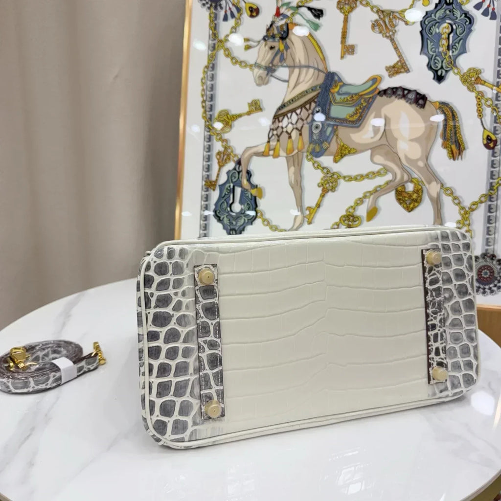 👜Birkin Bag Crocodile-Grain Cowhide Leather Gold Hardware