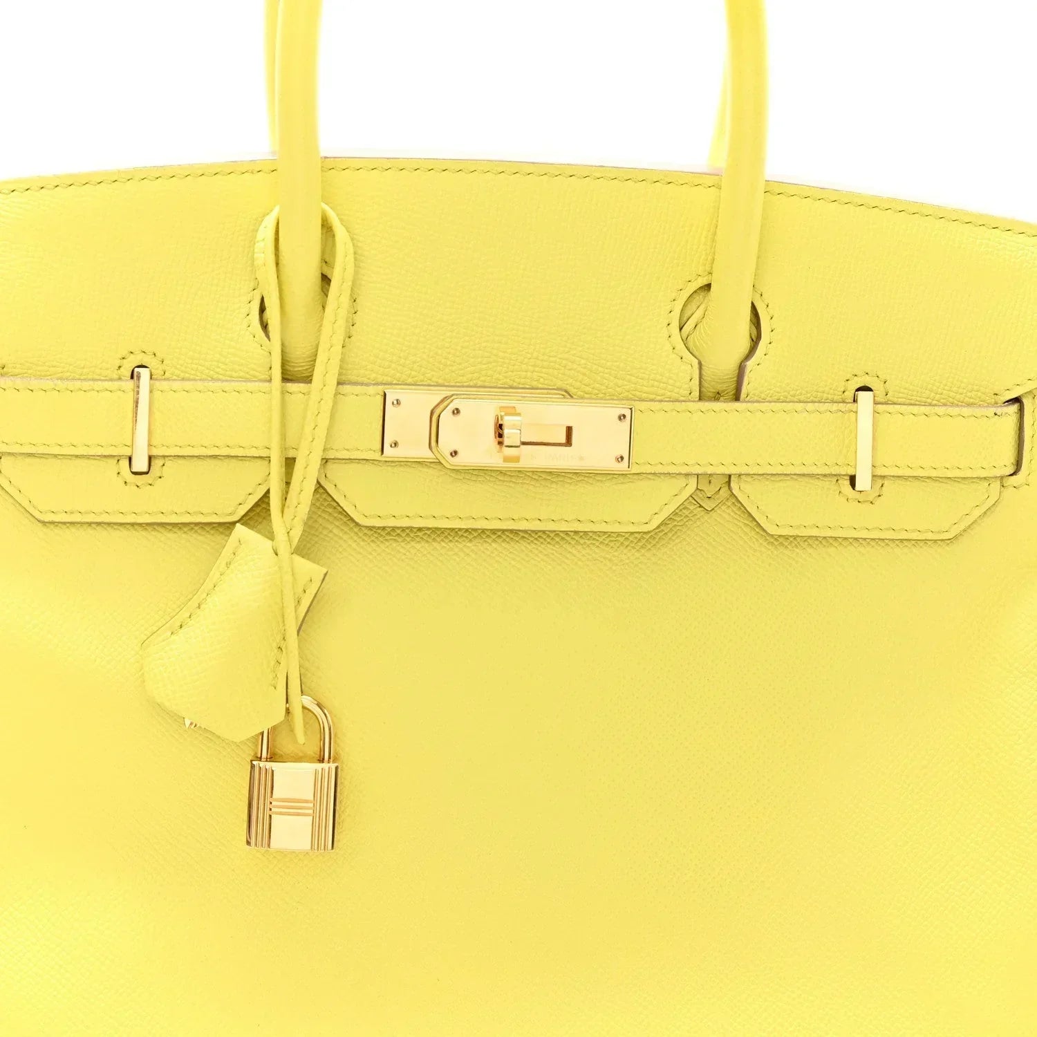 👜Birkin25 Sellier Jaune Milton Veau Epsom Silver Handbag