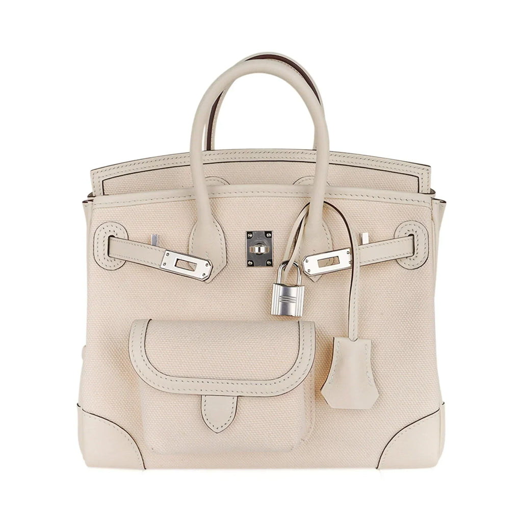 👜Birkin 25 Cargo Nata Toile Goeland Bag Swift Leather Trim Limited Edition