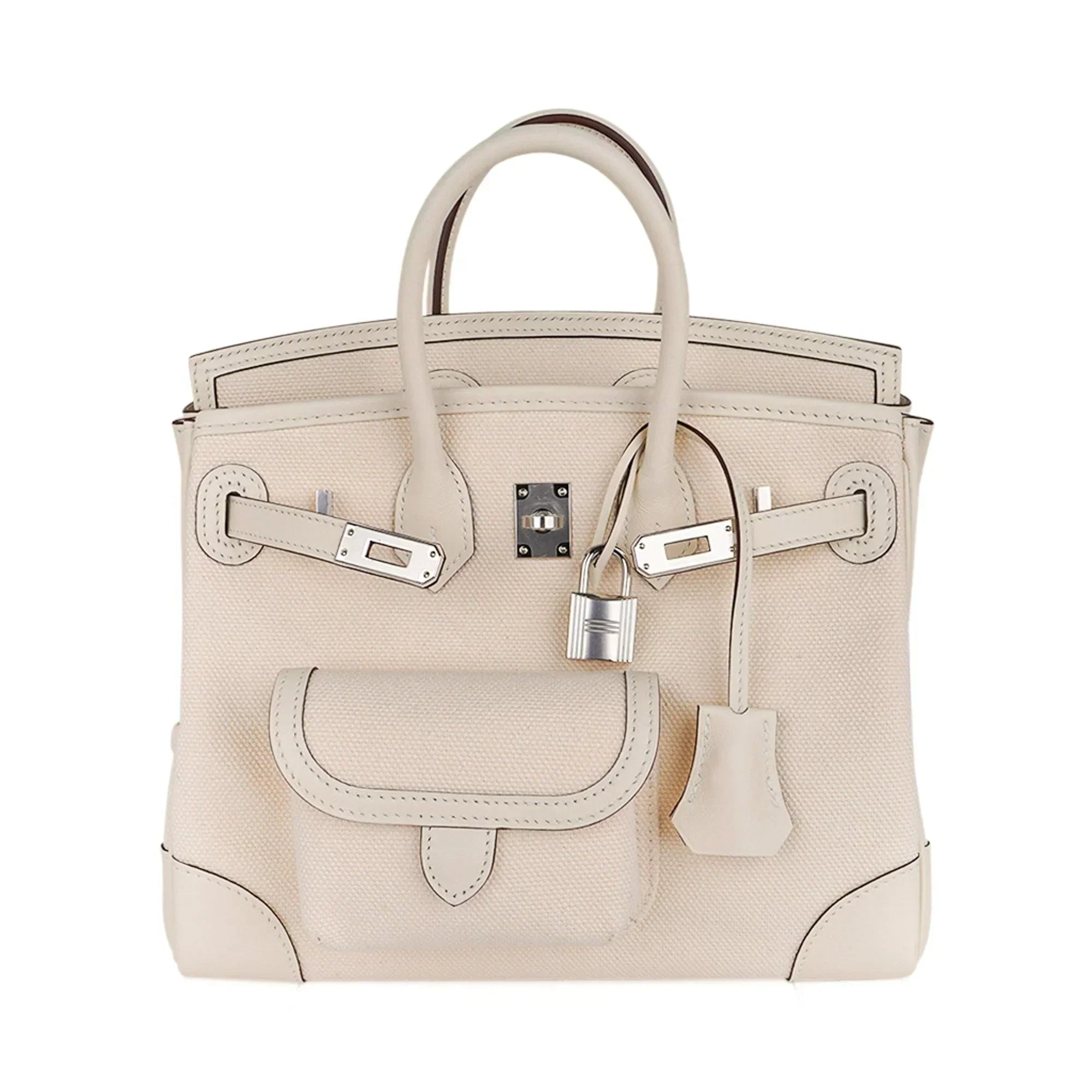 👜Birkin 25 Cargo Nata Toile Goeland Bag Swift Leather Trim Limited Edition