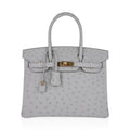 👜Birkin 30 Bag Gris Perle Ostrich with Gold Hardware