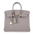 👜Birkin 25 Bag Gris Asphalte Novillo Leather Gold Hardware