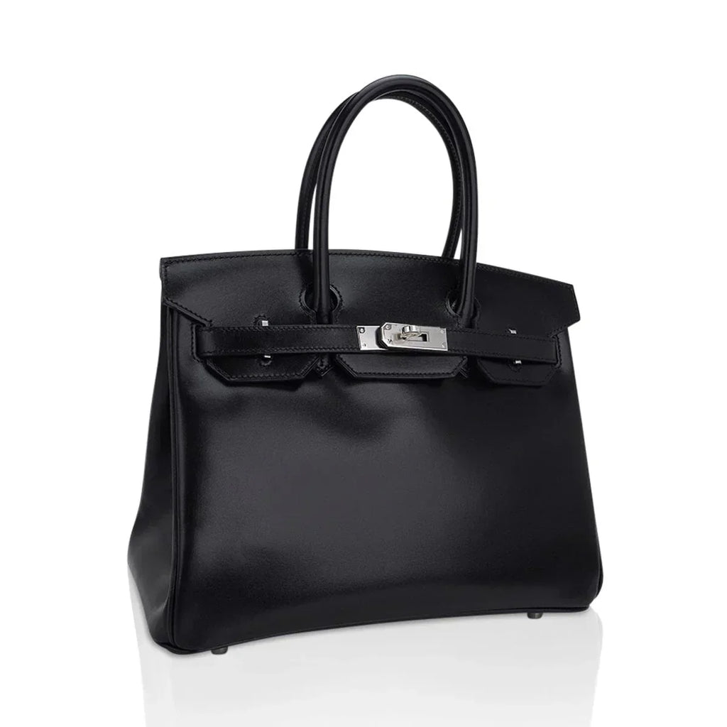 👜Birkin 30 Black Box Leather Bag Palladium Hardware