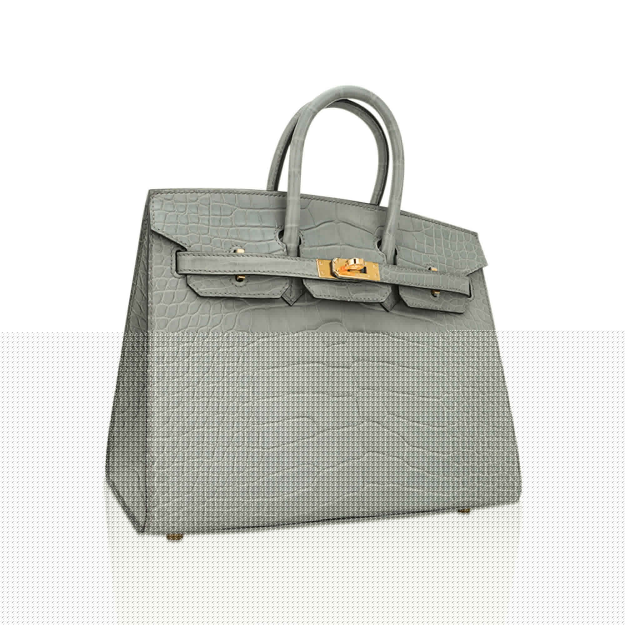 👜Birkin 25 Bag Gris Ciment Matte Alligator with Gold Hardware