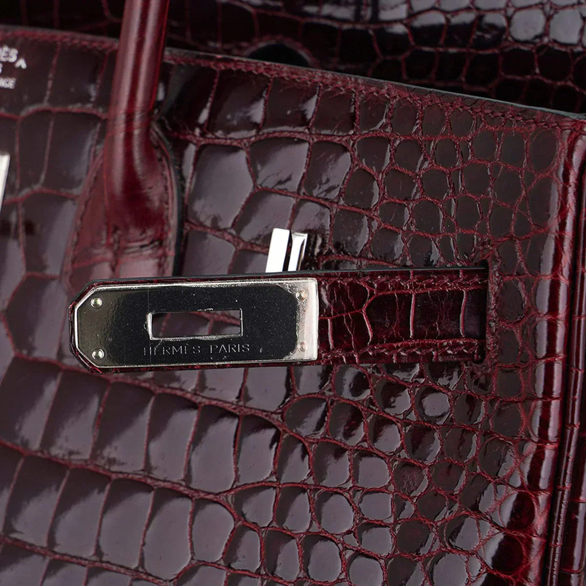 👜Birkin 35 Bag Bordeaux Porosus Crocodile with Palladium Hardware