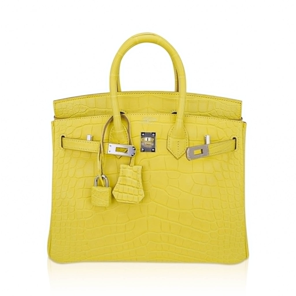 👜Birkin 25 Bag Lime Matte Alligator with Palladium Hardware