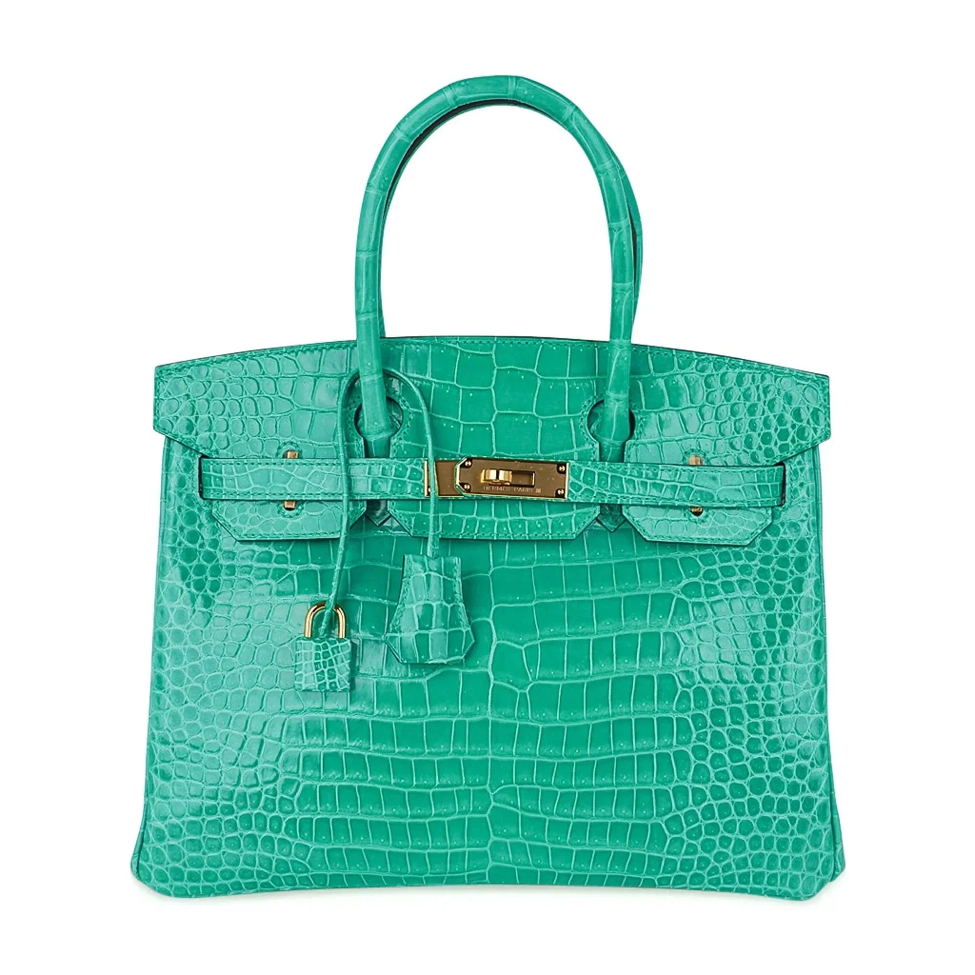 👜Birkin 30 Bag Jade Porosus Crocodile Gold Hardware