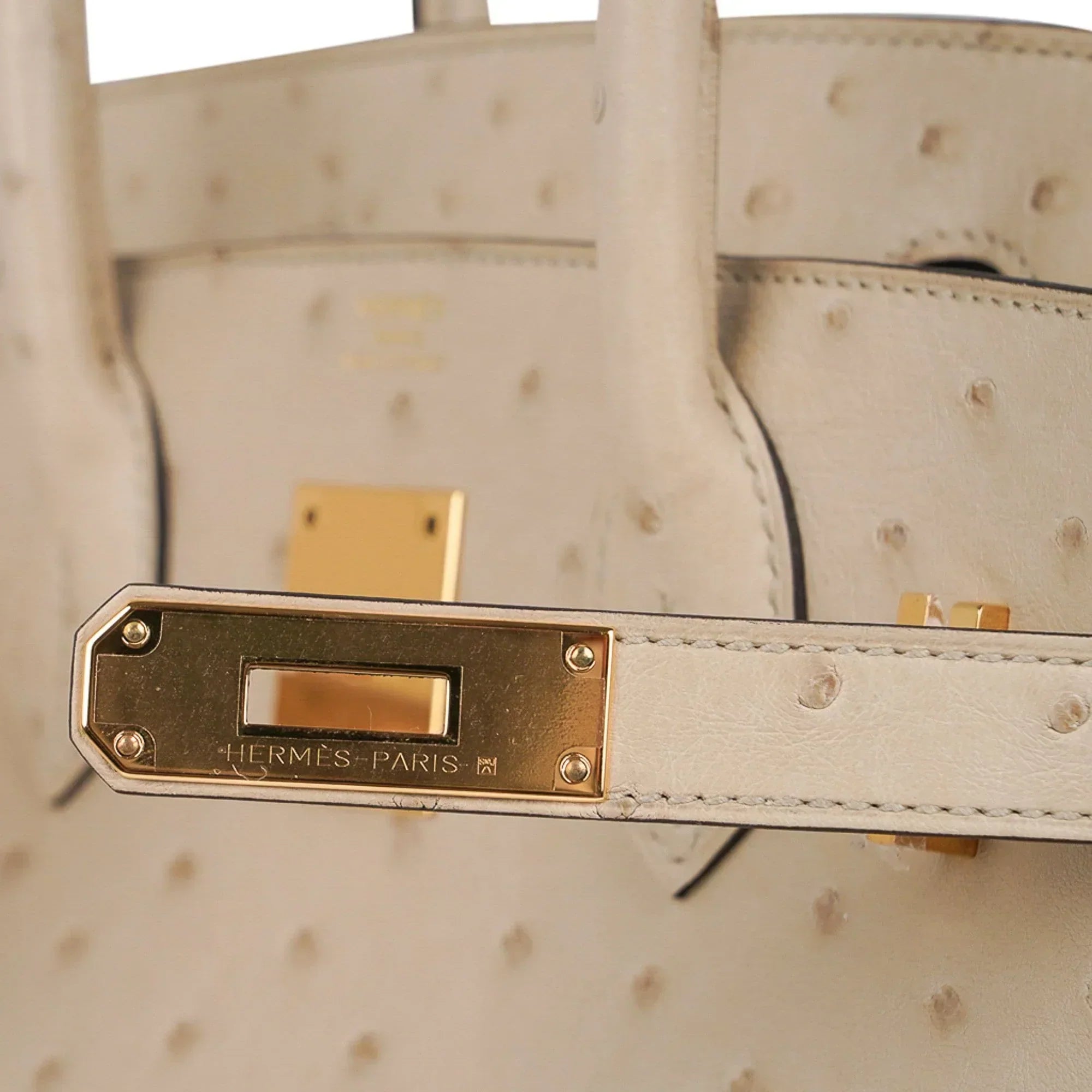👜Birkin 30 Bag Ostrich Parchemin Gold Hardware New w/Box