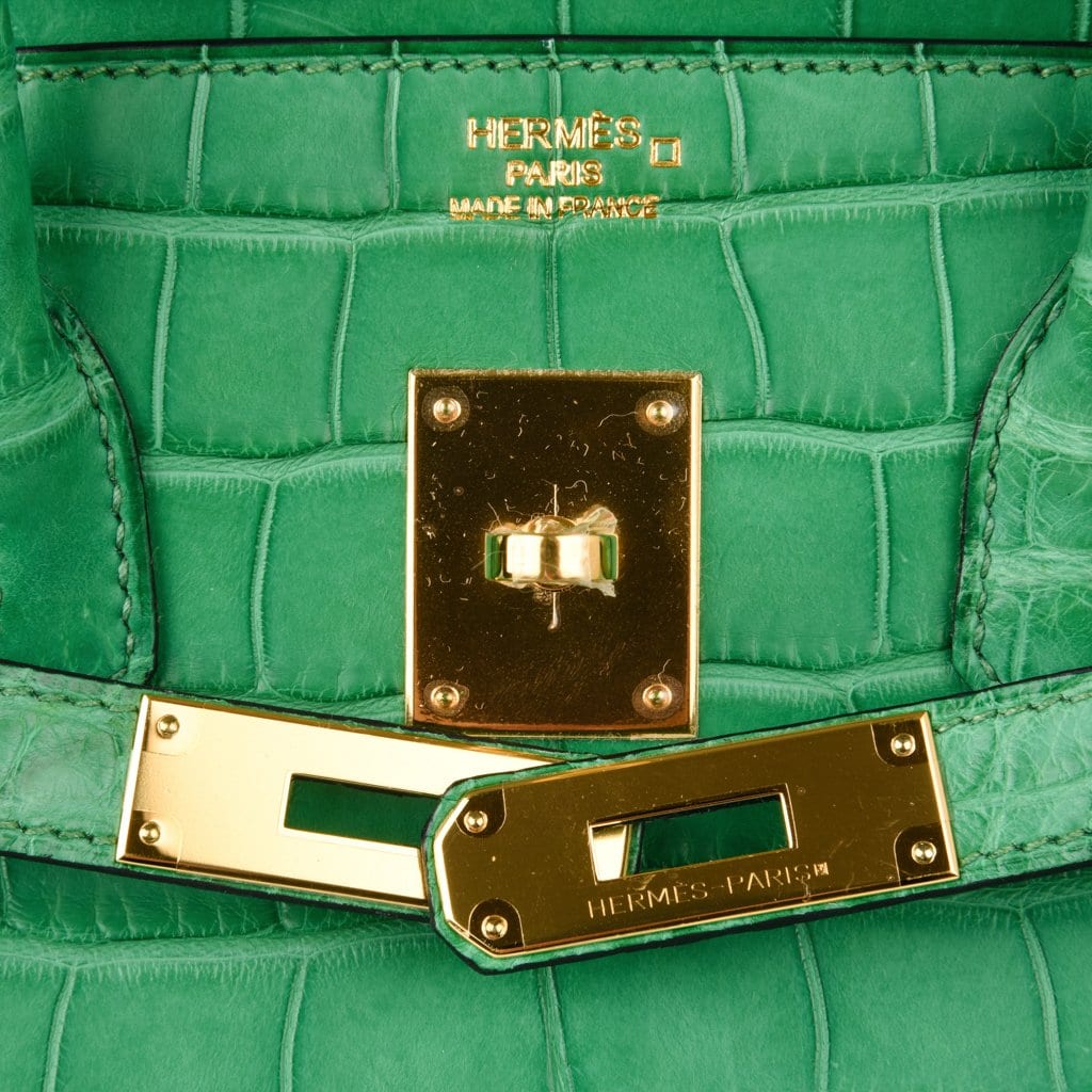 👜Birkin 35 Bag Matte Alligator Cactus Gold Hardware