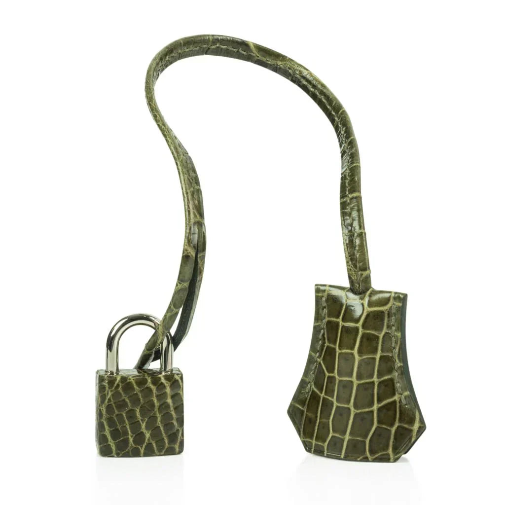 👜Birkin 35 Bag Vert Veronese Porosus Crocodile Palladium Hardware