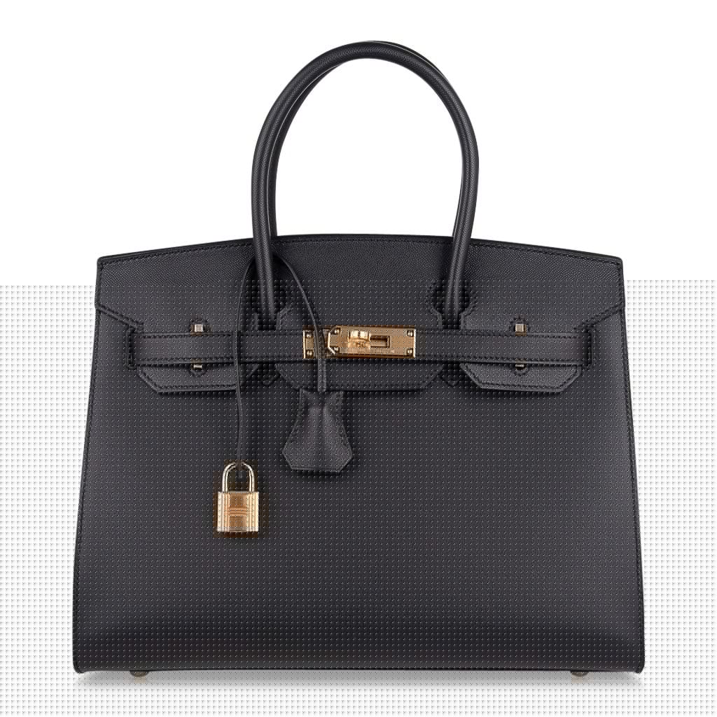 👜Birkin Sellier Limited Edition 30 Bag Black Veau Graine Monsieur Laiton