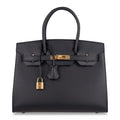 👜Birkin Sellier Limited Edition 30 Bag Black Veau Graine Monsieur Laiton