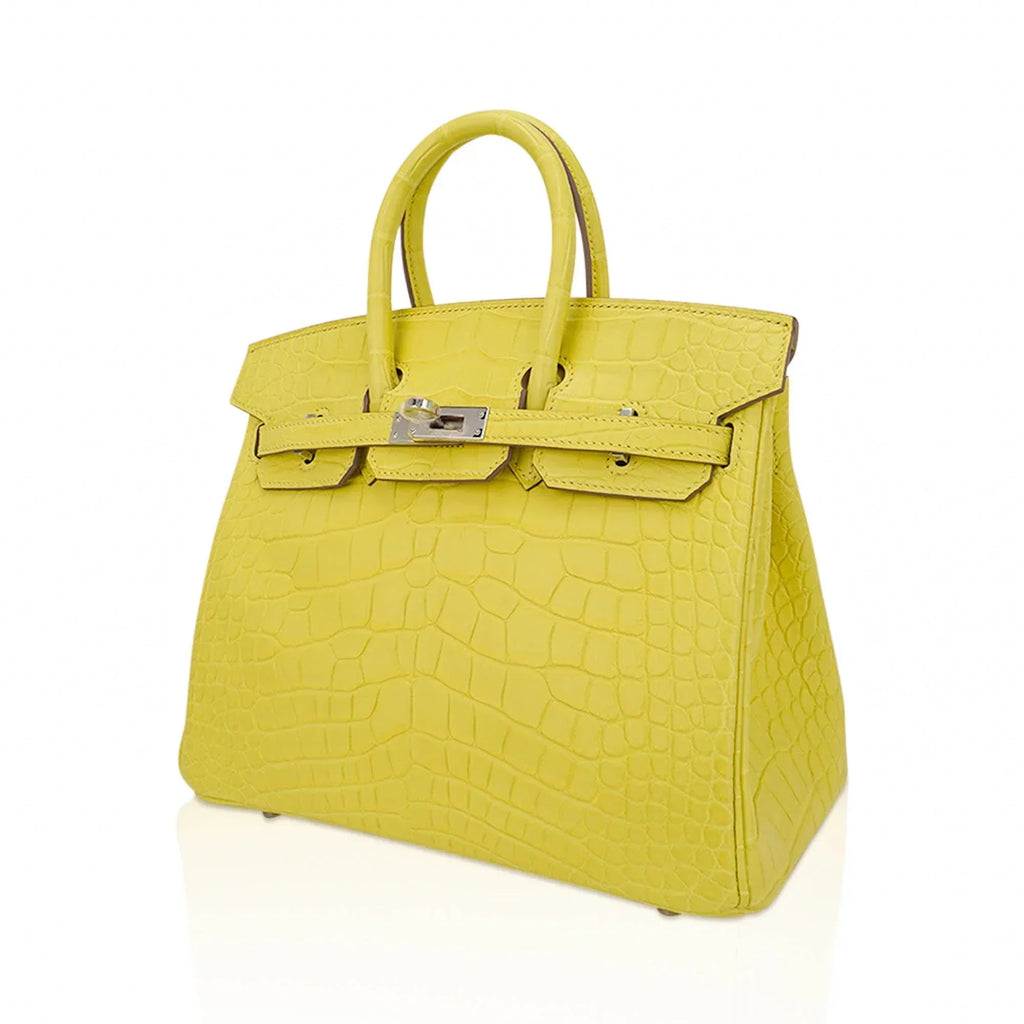 👜Birkin 25 Bag Lime Matte Alligator with Palladium Hardware