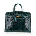 👜Birkin 25 Bag Sellier Vert Fonce Porosus Crocodile Bag with Gold Hardware