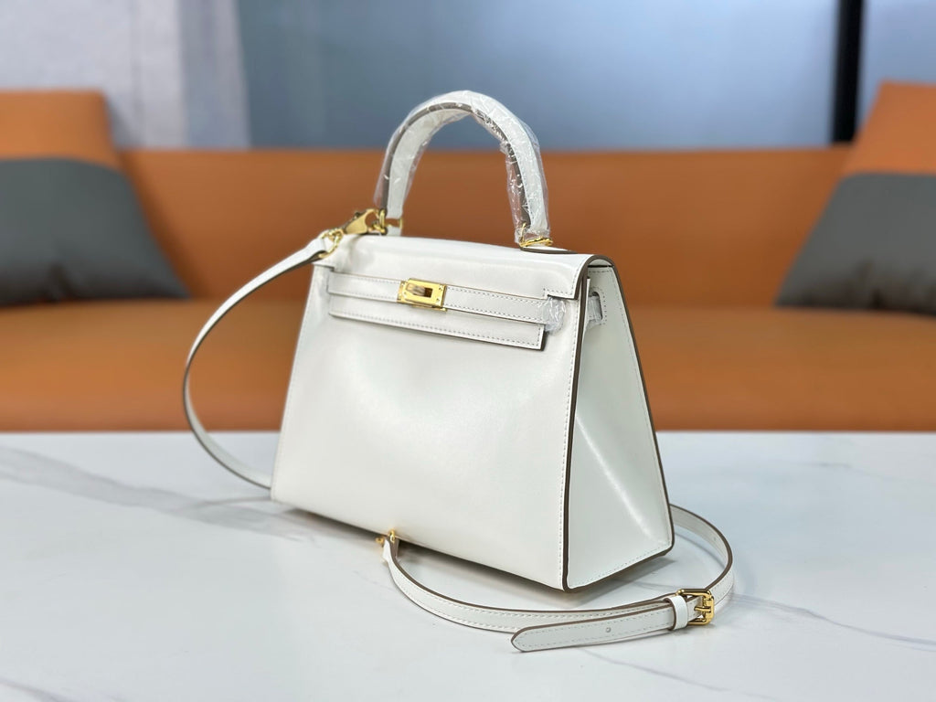 Kelly Sellier 19cm & 22cm & 25cm Craie Box Calf Leather Gold Hardware & Palladium Hardware Women Handbag