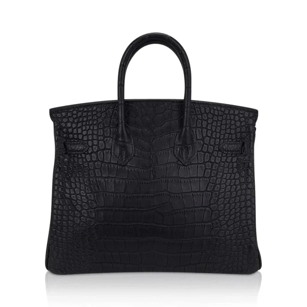 👜Birkin 25 Bag Black Matte Alligator with Gold Hardware