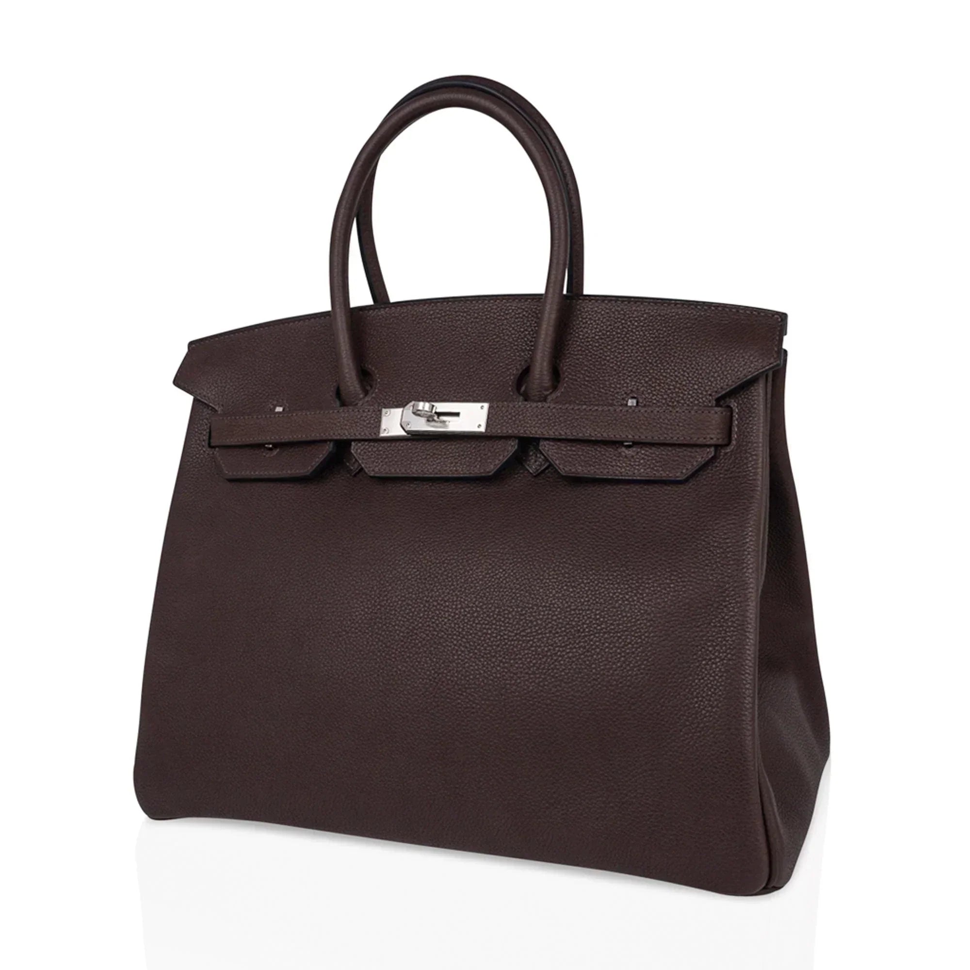 👜Birkin 35 Bag Ebene Barenia Faubourg Leather with Palladium Hardware