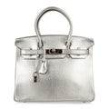 👜Limited Edition Birkin 30 Bag Silver Metallic Chevre Leather with Palladium Hardware