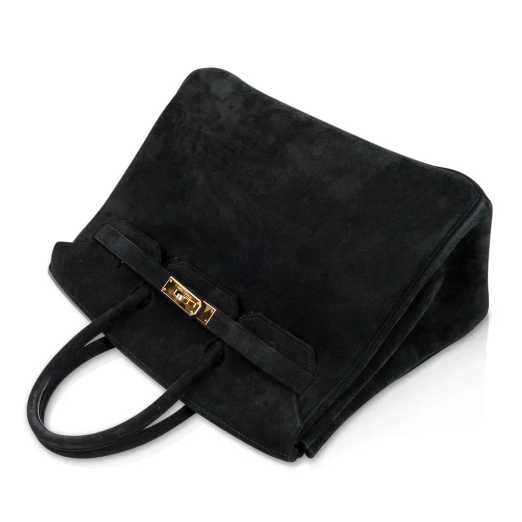 👜Birkin 35 Bag Black Doblis Suede Gold Hardware Limited Edition