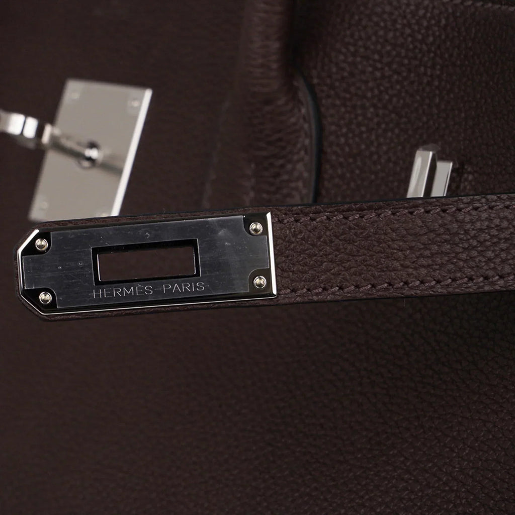 👜Birkin 35 Bag Ebene Barenia Faubourg Leather with Palladium Hardware